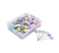 SagaSave 100Pcs Flat Head Sewing Pins, Multi Shape Button Head Pins DIY Quilting Tool Sewing Accessories with Storage Box
