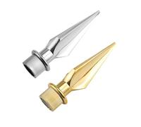 SagaSave 2 Pcs Flagpole Toppers, Plastic Flagpole Head Spear Top Replacement, Flag Pole Decoration for Indoor or Parade Flagpole, Gold+Silver