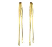 SagaSave 2 Pcs Stainless Steel Gold Kitchen Food Tong, Multifunction Cooking Tong Kitchen Serving Tong for Cooking Sea Food and BBQ Buffet Cake Salad, 240x13mm