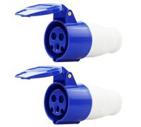 SagaSave 2PCS 3Pin 16A Industrial Socket, IP44 Waterproof & Dustproof, Brass & Copper Construction, Suitable for Industrial, Power Generation & Outdoor Use