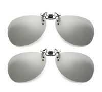 SagaSave 2PCS Clip On Sunglasses, Ellipse Polarized Lens Fit Over Glasses, UV400 Protection Polarized Lens, Clip-On Glasses For Night Driving, Polarised Night Driving Glasses (Gray)