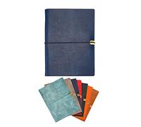 SagaSave 2PCS Leather Journal, A5 Leather Notebook, 23 x 17 cm, 200 Pages Refillable Notepad Diary, Personal Pad Notes Travel Journal, Gift For Birthday Anniversary Women Men Him (Dark Blue)