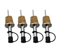 SagaSave 4 Pcs Bottle Pourer Cork, Stainless Steel Oil Bottle Spouts Vinegar Dispenser with Caps, Straight Liquor Bottle Pourer for Wine, Syrup, Liquor