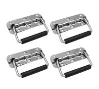 SagaSave 4PCS Spring Loaded Recessed Handle, 110mm Length, Toolbox Suitcase Cabinet Chest Lifting Pull Handles, Heavy Duty Handle for Toolbox Chest Case with Rubber Grip