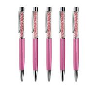 SagaSave 5 Pcs Bling Ballpoint Pen, 1.0mm Black Ink Creative Crystal Writing Pens, Rotating Ballpoint Pens for Office School Supplies (Pink)