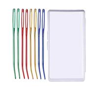 SagaSave 8 Pcs Large-Eye Blunt Needles, Aluminum Alloy Bent Yarn Needles Tapestry Needles, Hand Sewing Yarn Wool Needle for Hand Stitch DIY Crafts
