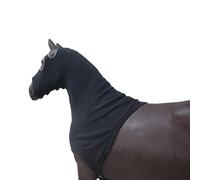 SagaSave All-covered Horse Head Hood with Zipper & Buckle, Soft Fleece Horse Hood Comfortable Warming Jacket for Horses (Black, size L)