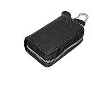 SagaSave Car Key Case, Multi-Functional Zipper Leather Key Wallet Holder Bag Cover Keychain, Car Key Interior Accessories with Metal Hook - Black