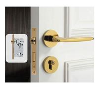 SagaSave Gold Modern Luxury Bedroom Door Handle with Lock, Zinc Alloy & Copper, 1 Count, 1 Lock Body, 3 Keys