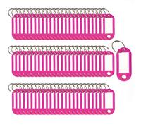 SagaSave Key Tags 100 Pieces Keyring Tags Key Labels Plastic Key Fobs Id Tags Key Rings Name Tags Luggage Id Labels With Labels Split Ring Keyring (Rose Red)
