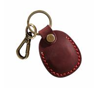 SagaSave Leather Car Key Case, Keyring Holder, Full Coverage Air Tag Holders, Anti-Scratch Secure Key Ring Case For Key, Pet Collar (RD)