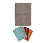 SagaSave Leather Journal, A5 Leather Notebook, 23 x 17 cm, 200 Pages Refillable Notepad Diary, Personal Pad Notes Travel Journal, Gift For Birthday Anniversary Women Men Him (Grey)
