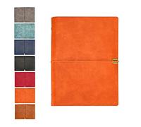 SagaSave Leather Journal, B5 Leather Notebook, 26.8 x 20.5 cm, 200 Pages Refillable Notepad Diary, Personal Pad Notes Travel Journal, Gift For Birthday Anniversary Women Men Him (Orange)