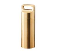 SagaSave Portable Pill Case Waterproof Pill Box Metal Small Pocket Keychain Medicine Case for Outdoor Travel Camping (Gold, Large, 1PCS)