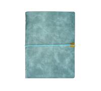 SagaSave PU Leather Notebook, A5 Writing Notepad Refillable 6 Holes Loose Leaf Journal Diary, 100 Pages (Light Blue)