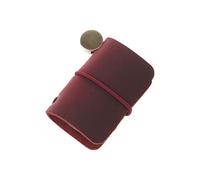 SagaSave Tiny Leather Travelers Notebook, Mini Size Personalized Refillable Journal Miniature Travel Journal Notebook Diary For Writers, Poets, Travelers (Red)
