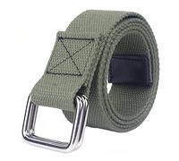 SagaSave Unisex Canvas Belt, Adjustable Casual Webbing Belt with Double Ring Buckle, 110CM Elastic Belt for Jeans (Military Green)