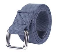 SagaSave Unisex Canvas Belt, Adjustable Double Ring Buckle, 110CM Elastic Belt for Jeans (Dark Gray)