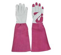 SagaSave White Rose Gardening Pruning Gloves,Thorn Proof Weeding Gloves Protection Garden Gauntlet Gloves for Women Men Outdoor Activity Electric Welding (L)