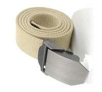 SagaSave Work Waist Band for Men, Adjustable Quick Release Canvas Military Belt with Metal Automatic Buckle for Leisure Sports - 130cm, Khaki