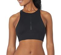 Sage Activewear Women's Moisture Wicking Racerback Wirefree Stretch Front Zipper Padded Athletic Yoga Sports Bra, Black, S