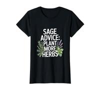 Sage Advice Plant More Herbs Artwork Value Graphic T-Shirt, Women, Black, M