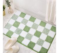 Sage Bathroom Rugs Classic Checkered Bath Mat Non Slip Plush Shaggy Bathmat Extra Soft and Absorbent Microfiber Bath Rugs Quick Dry Machine Washable Bath Mat for Bathroom Floor Tub and Shower 32"x20"