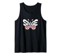 Sage Butterfly - Personalized Cute Name Word Art Tank Top