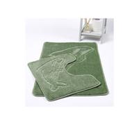 (Sage) Dolphin Bath Mat 2 Piece Set Non-Slip Pedestal and Bath Mat Toilet Bathroom Rug