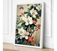 Sage Garden Blooms Botanical Canvas Wall Art Print 18x12 Inch (46 x 30 cm)