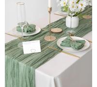 Sage Green 1 x Table Runner and 6 x Napkins Set, Table Decor, Cheesecloth, Rustic, Wedding, Birthday Party, All Events and Parties.