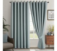 (Sage Green, 66" X 72" - (168cm x 183cm)) Thermal Insulated Curtains 100% Blackout Ring-Top Eyelet Curtain Panel with Tiebacks