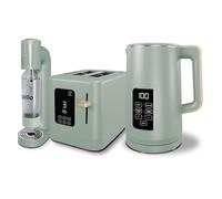 Sage Green 800W 2 Slice Toaster, 1.7L 3000W Digital Kettle, Sparkling Water and Soda Maker | Digital Control Panel with Countdown Timer, BPA-Free Auto Shut-off Electric Temperature Control Kettle