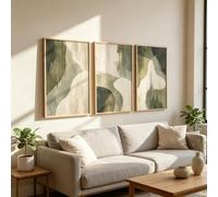 Sage Green Abstract Wall Art Prints, 3 Pieces Neutral Beige Canvas Posters, Textured Organic Shape Wall Decor, Unframed Artwork for Living Room Bedroom (40x60cm)