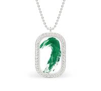Sage Green Abstract Wave Rectangle Pendant Necklace Silver Women Jewelry Alloy Keychain Tag Jewelry