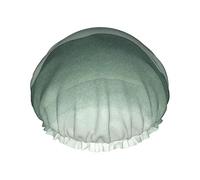 Sage Green And Gray Shower Cap, Reusable Bath Shower Caps For Women Long Hair, Double Layer Waterproof Bathing Shower Hat Hair Protector For Kids Girls Men