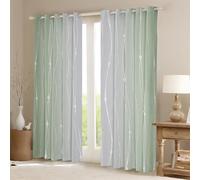 Sage Green and Grey Curtains & Drapes 46"Wx72"L 2 Panels, Watercolor Gradient Curtains, Geometric Abstract Blackout Curtains Wave Stripe Window Curtains, Modern Aesthetic Art Living Room Curtains