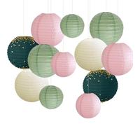 Sage Green and Pink Party Decorations Paper Lanterns Decorations Sage Pink Cream Hanging Paper Lanterns for Bridal Shower Wedding Baby Shower Birthday Party Decor