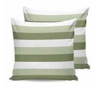 Sage Green and White Striped Outdoor Waterproof Pillow Covers Pack of 2, Abstract Ombre Geometric Decorative Throw Pillowcases Polyester Cushion Covers for Garden Patio Tent Sofa Couch, 18x18 inch