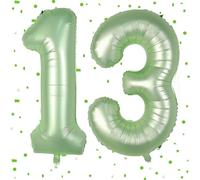 Sage Green Balloon 13, Numbers Balloon Olive Green, 40 Inch Foil Balloon 1 & 3, Sage Green Number Balloon 13 Helium Balloon 13th Birthday for 13th Birthday Decoration Girls Boys Party Decoration