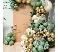 Sage Green Balloon Arch Kit,133pcs Green White Gold Balloon Arch Kit with Multiple Sized Birthday Balloons,Ideal Party Balloons for Birthday Baby Shower Boho Wedding Anniversary Decorations