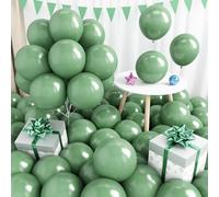 Sage Green Balloons 12 Inch, 60 Pcs Eucalyptus Olive Vintage Dusty Green Balloon, Matte Dark Light Avocado Green Helium Latex Balloons for Birthday Boho Baby Bridal Shower Wedding Party Decorations