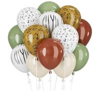 Sage Green Balloons Green Brown White Balloon for Jungle Safari Lion Birthday Party Decorations 12INCH Green Beige Coffee Helium Latex Balloons for Arch Forest Animal Wild One Decor
