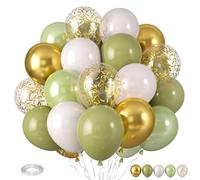 Sage Green Balloons, Sage Retro White Pearl Light Green Balloons, White Sand Gold Balloon Gold Confetti Balloon for Birthday Wedding Baby Shower Graduation Party Decorations Supplies