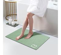 Sage Green Bath Mat Rugs 15.7" x 23.6" Super Absorbent Quick Drying Diatomaceous Earth Non Slip Rubber Backed Thin Bathroom Rugs, Machine Washable
