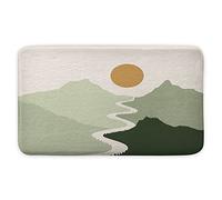 Sage Green Bath Mat,Sun Forest Mountain Nature Landscape Bath Rug,Boho Mid Century Non Slip Bathroom Rug,Bathroom Decor 24X16 Inch