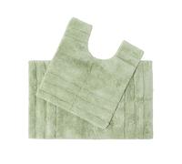 Spa Supreme Luxury Bath Mat and Pedestal Set Homescapes Green One Size