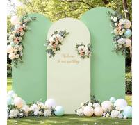 Sage Green Beige Arch Backdrop Cover 6FT 5FT 4FT Wedding Arch Covers Set of 3 Spandex Fitted Fabric Backdrops Double-Color Arch Covers Stretchy Backdrop for Party Baby Shower Birthday Decoration