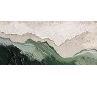 Sage Green Beige Minimalist Beach Painting Large Textured Wall Art Ocean Wave Painting on Canvas Wall Art Living Room 30x60cm Frameless