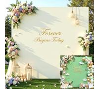 Sage Green Beige Square Arch Backdrop Cover 6.6FT x 6.6FT Arch Covers Stretchy Backdrop Spandex Fitted Double-Color Arch Cover Backdrops Covers for Wedding Birthday Party Graduation Baby Shower Decor